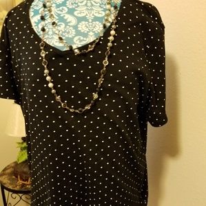 REBECCA MALONE 2x Black white dotted T shirt top